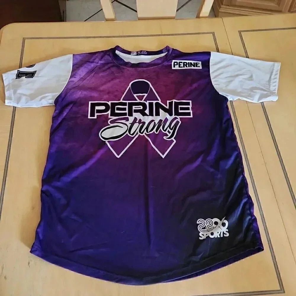 2826 SPORTS perine strong Purple and white cancer awareness shirt unisex adult M